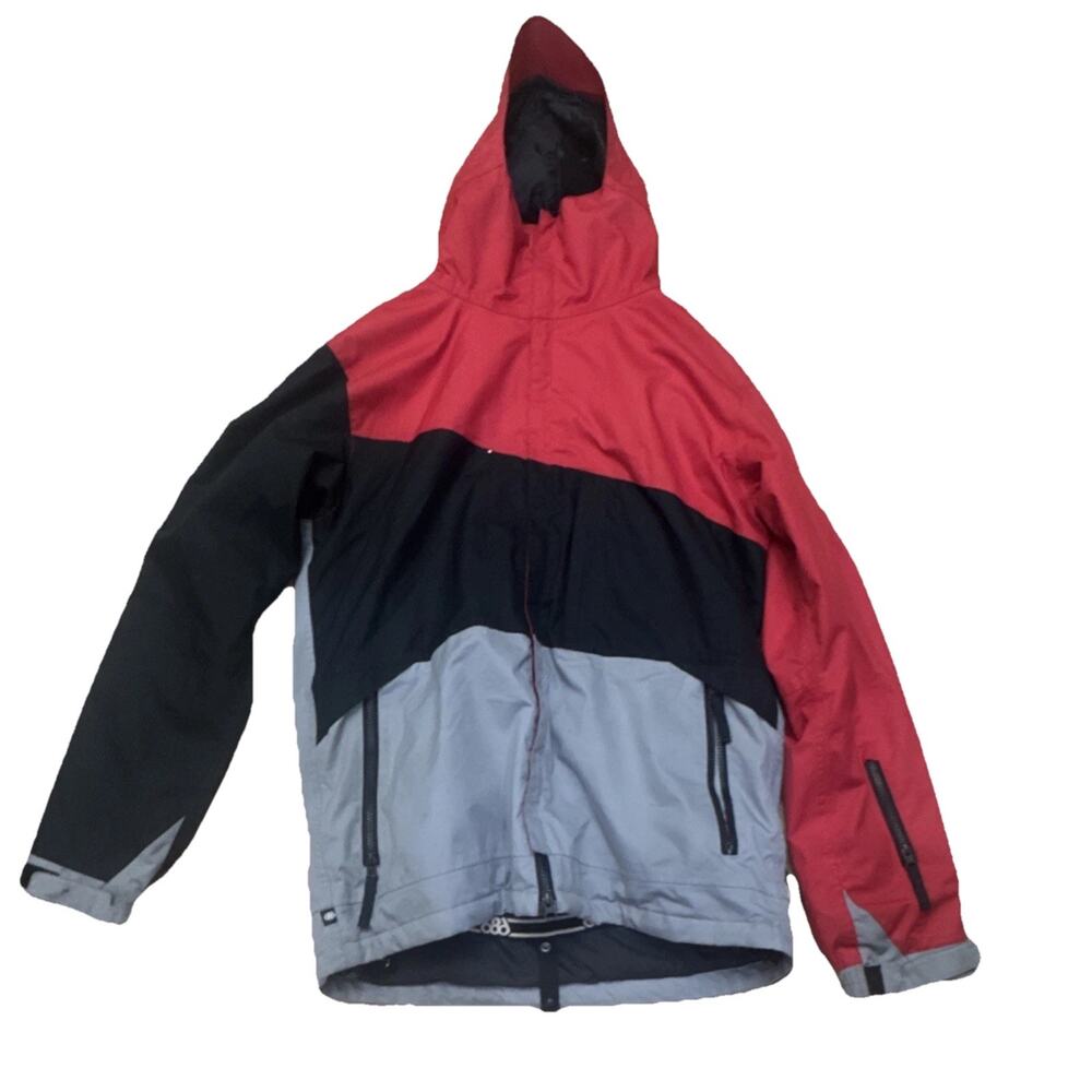 686 Men's M Ski Jacket Waterproof Thermal Colorblock Red Black Gray Winter